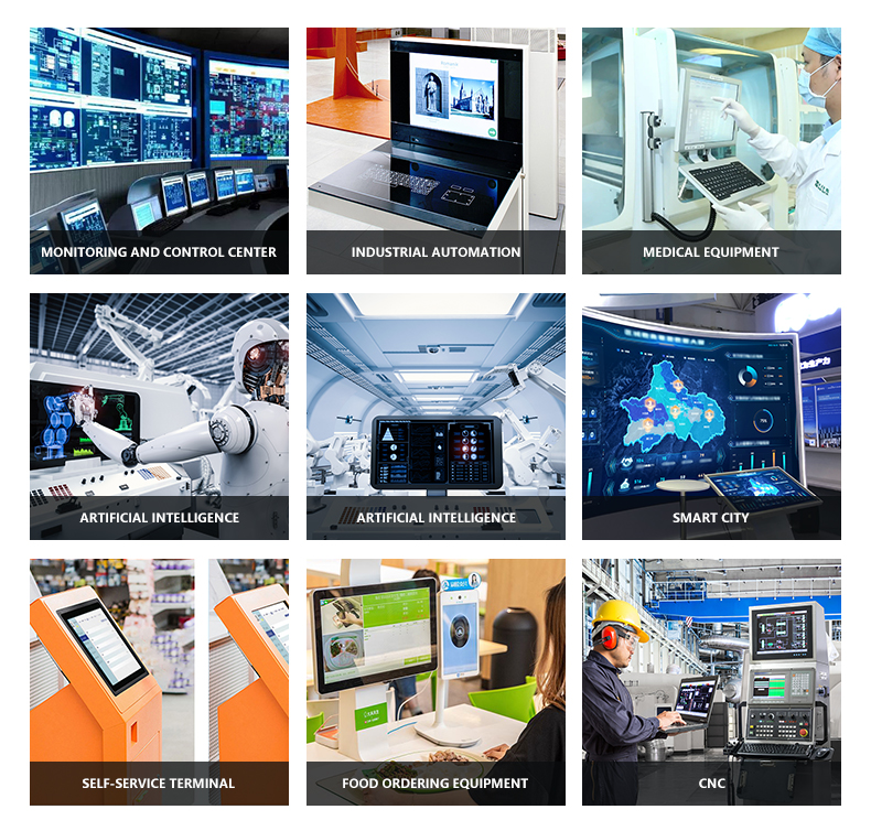 Industrial touch monitor applications: Medical, CNC, AI, and self-service terminals. Industrial touch monitor applications: Medical, CNC, AI, and self-service terminals.