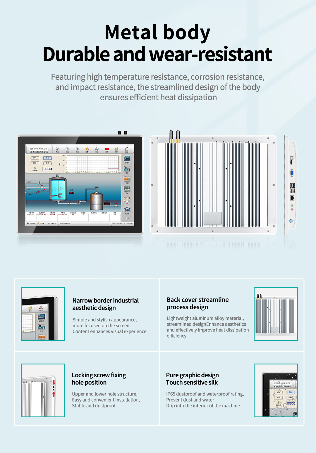 16.1" slim bezel industrial monitor providing larger viewing area for HMI applications. 16.1" slim bezel industrial monitor providing larger viewing area for HMI applications.