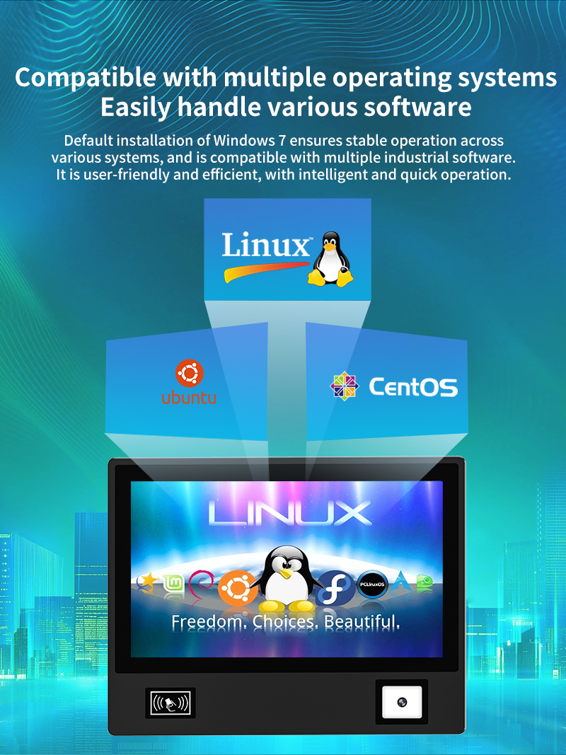 Industrial PC compatible with multiple operating systems including Linux Ubuntu, CentOS, Windows 7/10/11, and Android platforms. Industrial PC compatible with multiple operating systems including Linux Ubuntu, CentOS, Windows 7/10/11, and Android platforms.