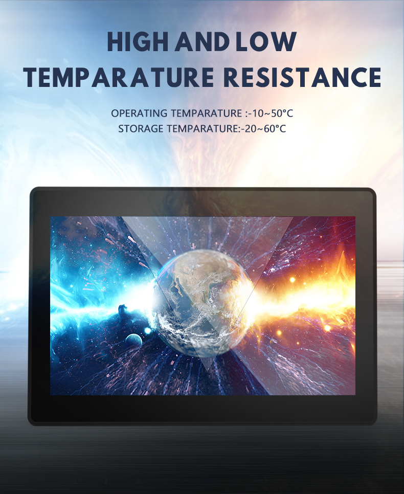 Industrial touchscreen with 3mm ultra-thin front bezel, designed for seamless embedded mounting.