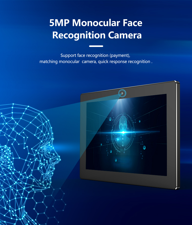 G3A-BS101-WCB Series Industrial Panel PC with 5MP monocular face recognition camera – fast recognition for payment and security applications
