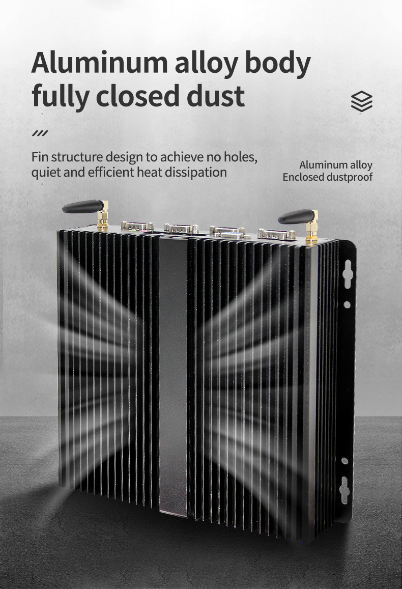 K1 Series Industrial Mini PC key features – aluminum alloy shell, fanless design, low power consumption, anti-seismic, and 7/24 stable operation