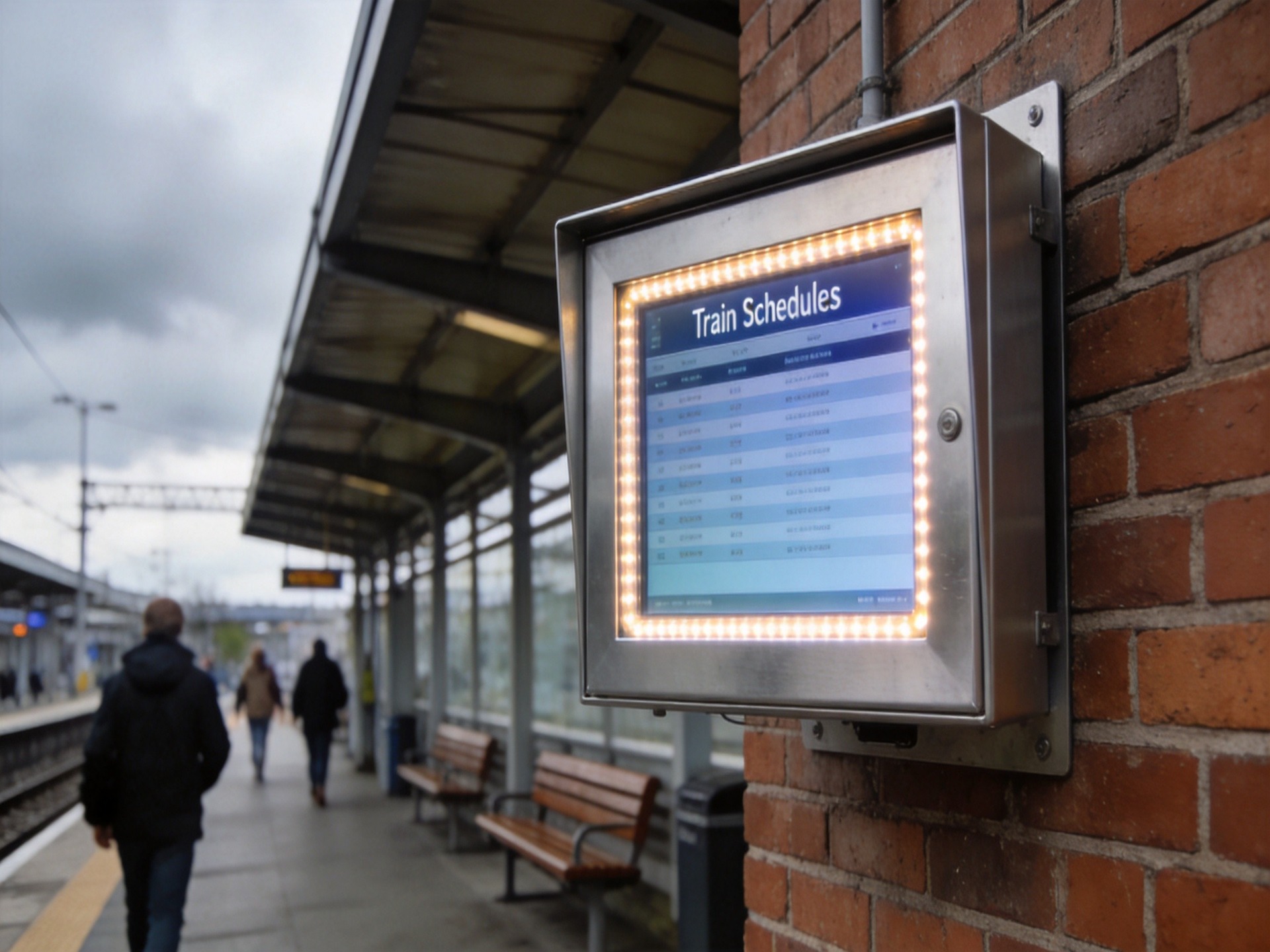 Industrial touchscreen at construction site control station with sunlight-readable display and sun hood