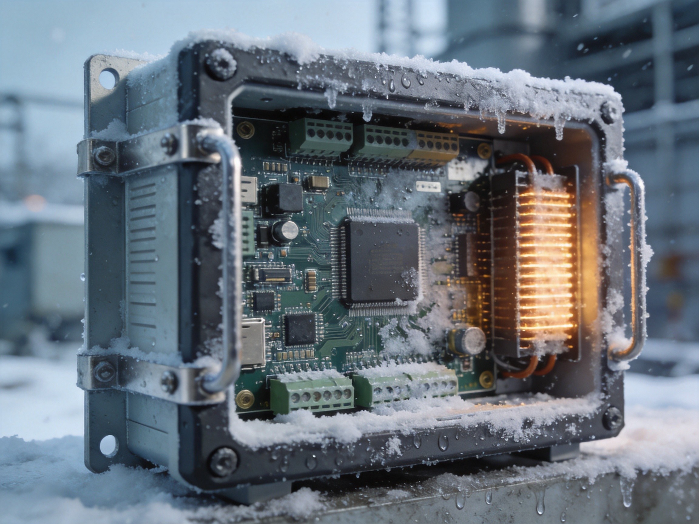 Wide-temperature industrial panel PC in ruggedized outdoor enclosure with conformal coating and pre-regulation heating elements