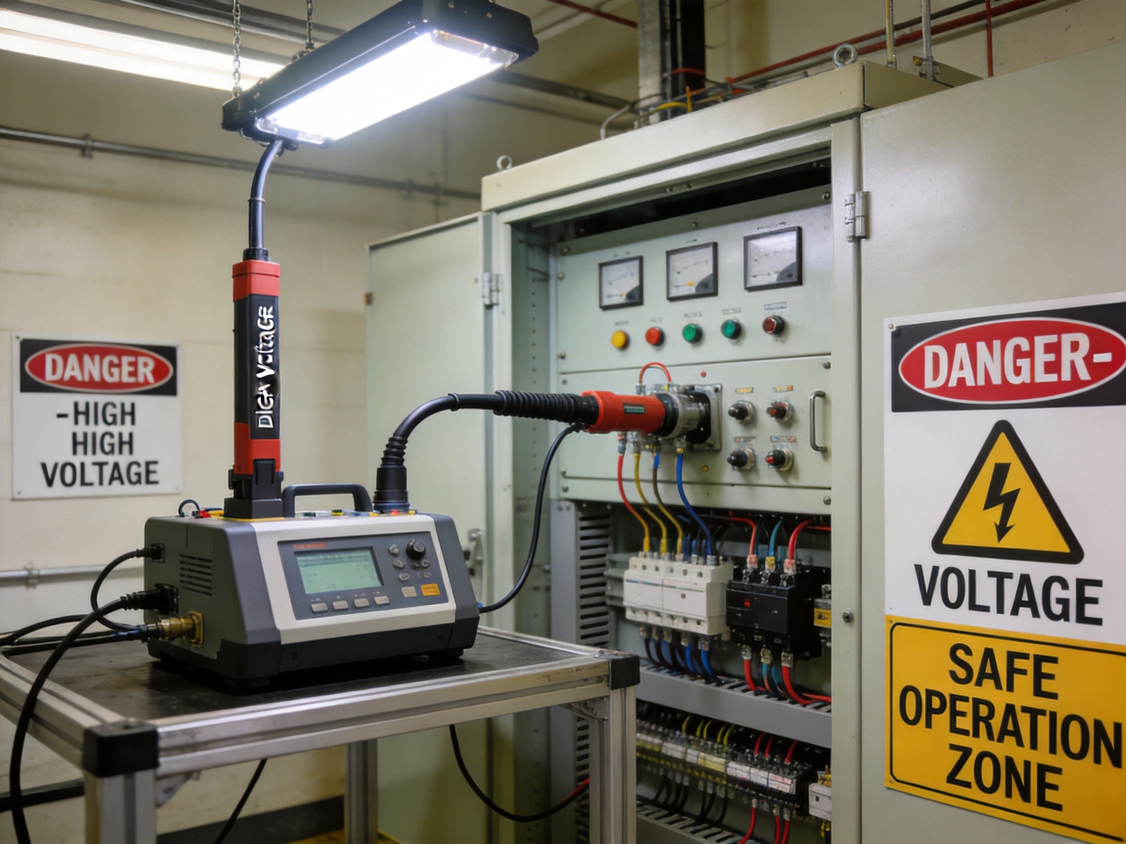 UL 508 electrical safety certification testing on industrial control panel in laboratory
