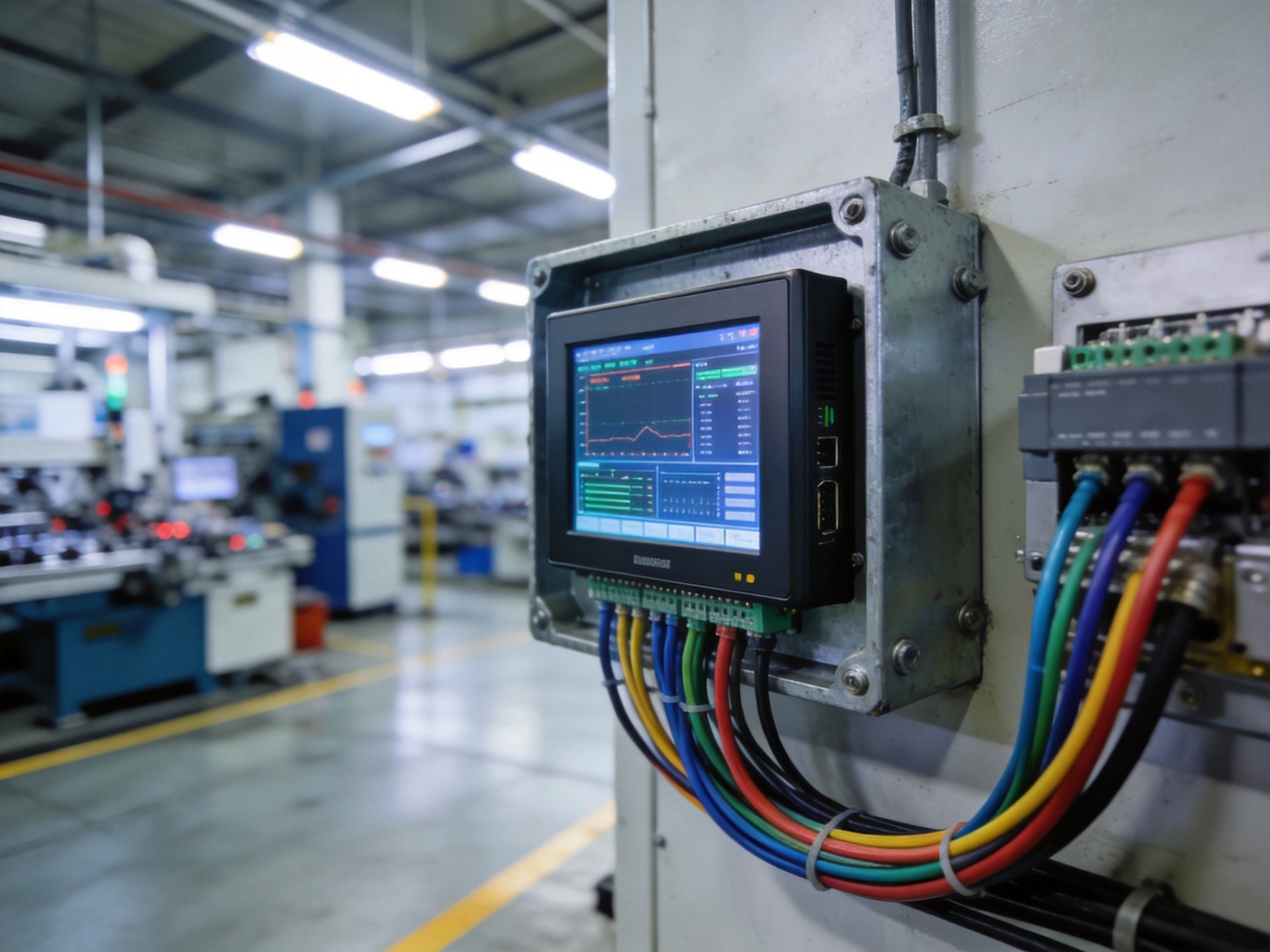 Industrial panel PC with edge computing capabilities processing real-time factory data