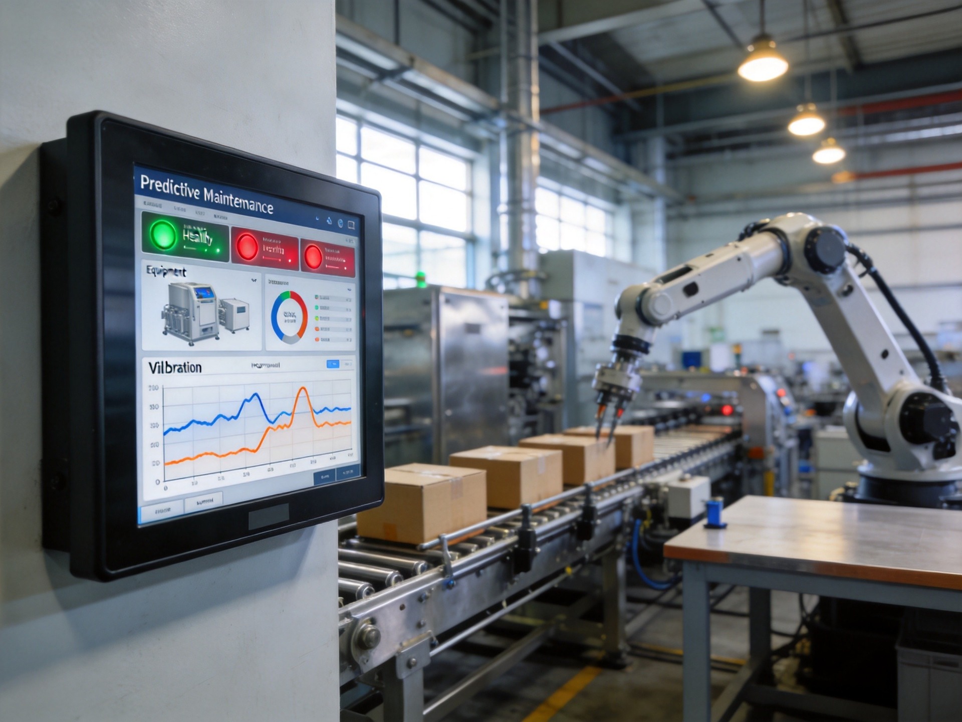 Edge computing hardware for predictive maintenance installed on industrial panel PC in factory