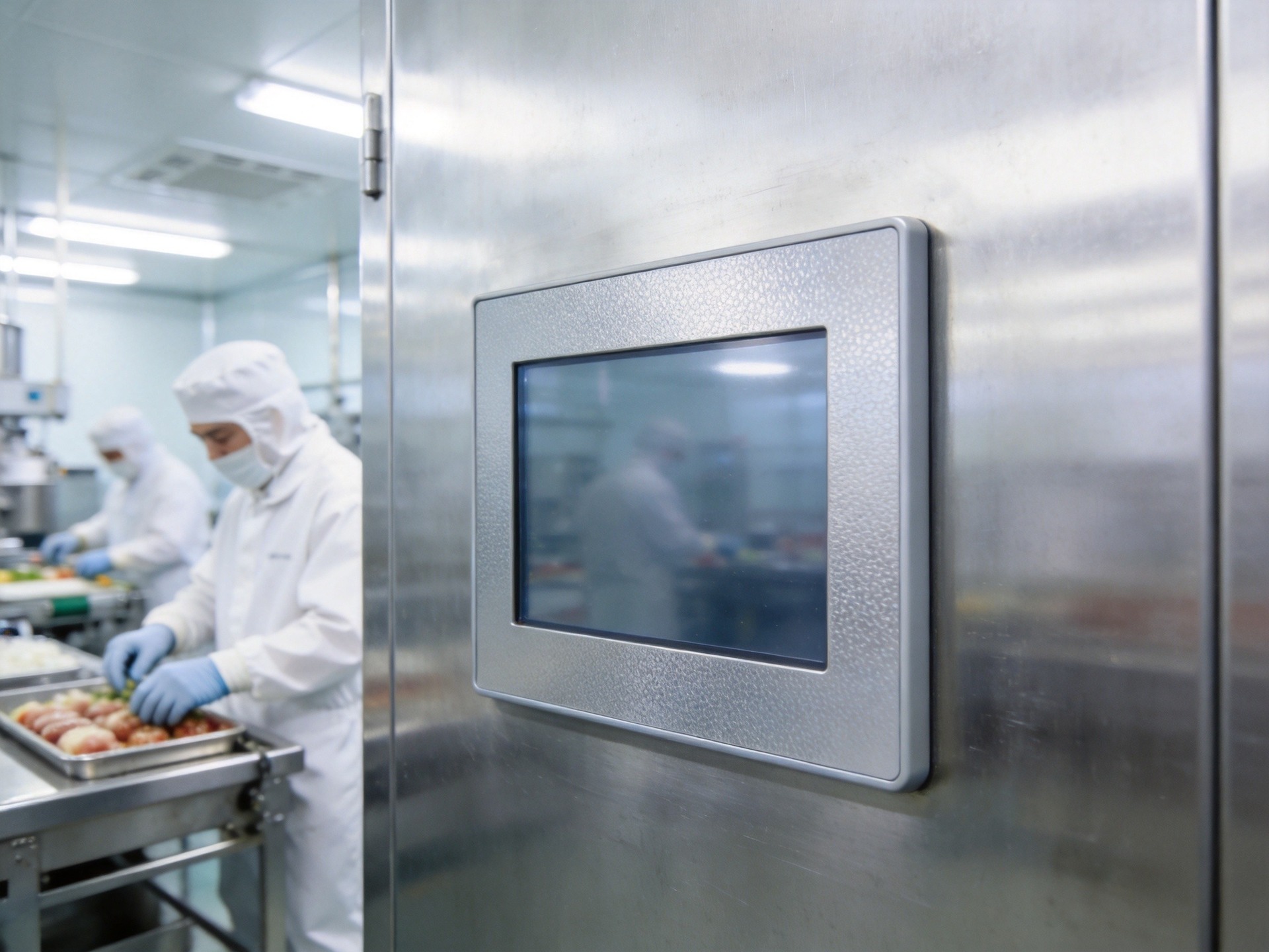 Abrasion testing on antimicrobial-coated industrial touchscreen simulating cleaning wear