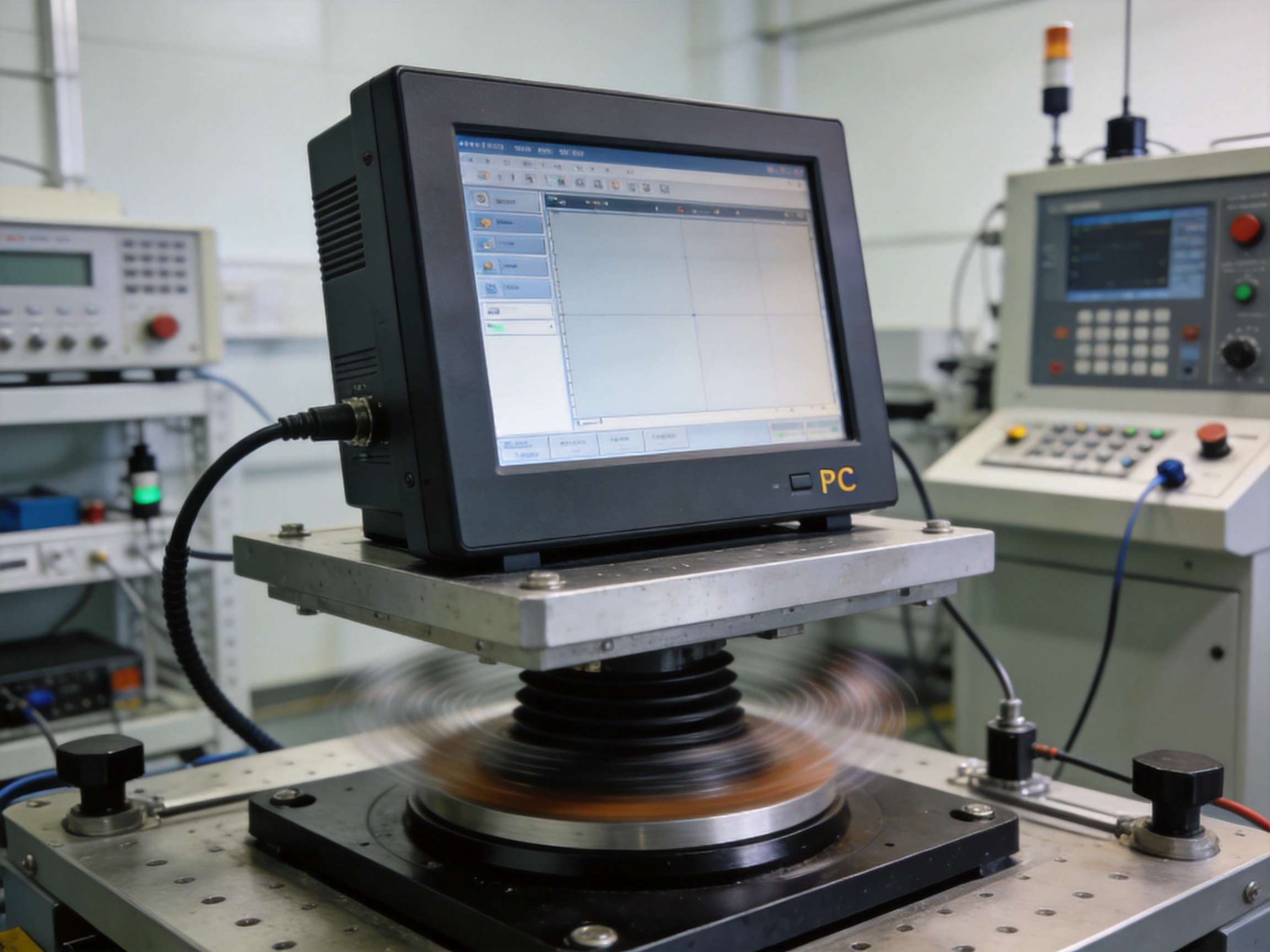 Shock test machine with industrial panel PC mounted for IEC 60068-2-27 testing
