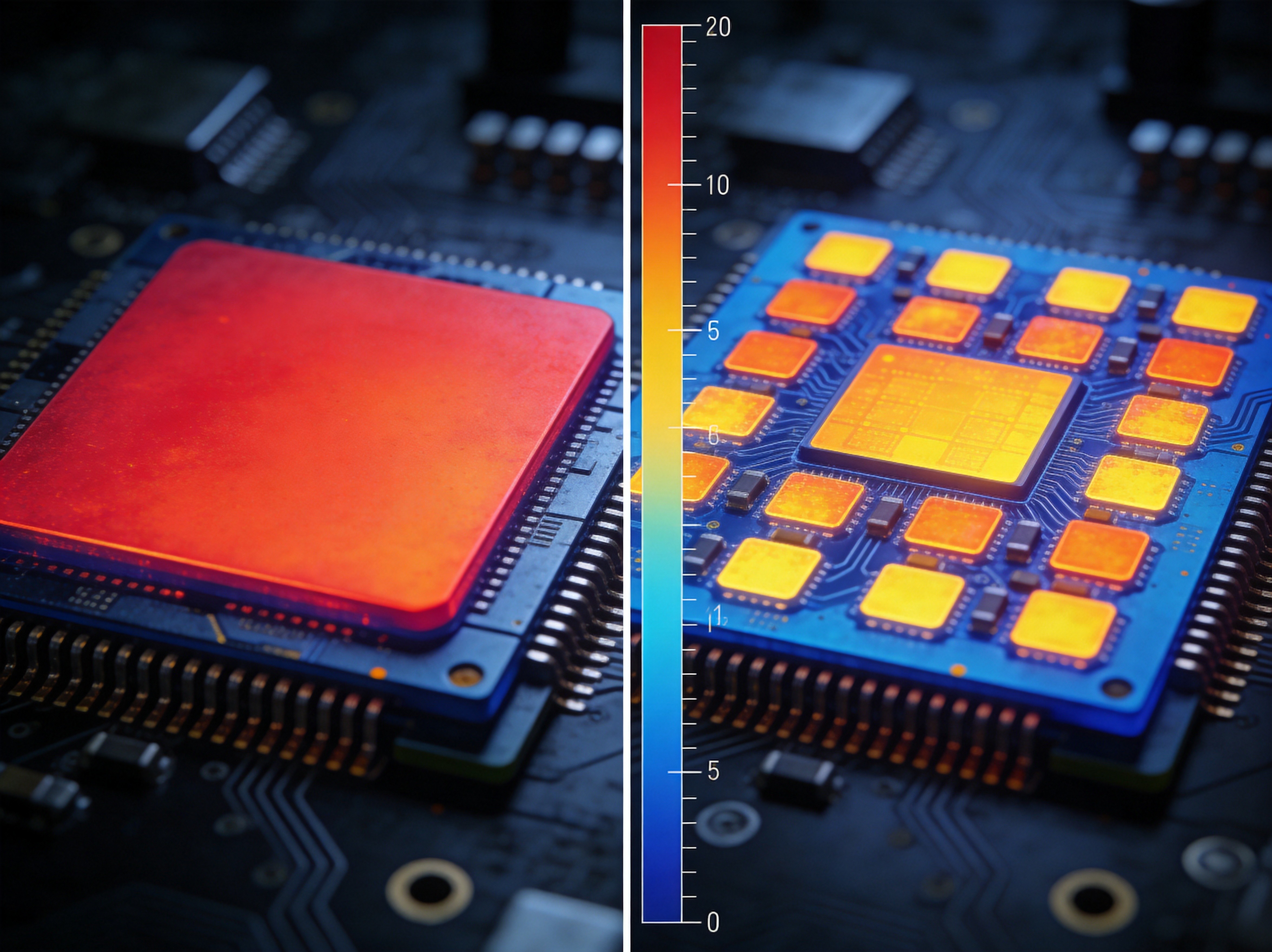 Close-up of UCIe interconnect die-to-die bridge on advanced packaging substrate