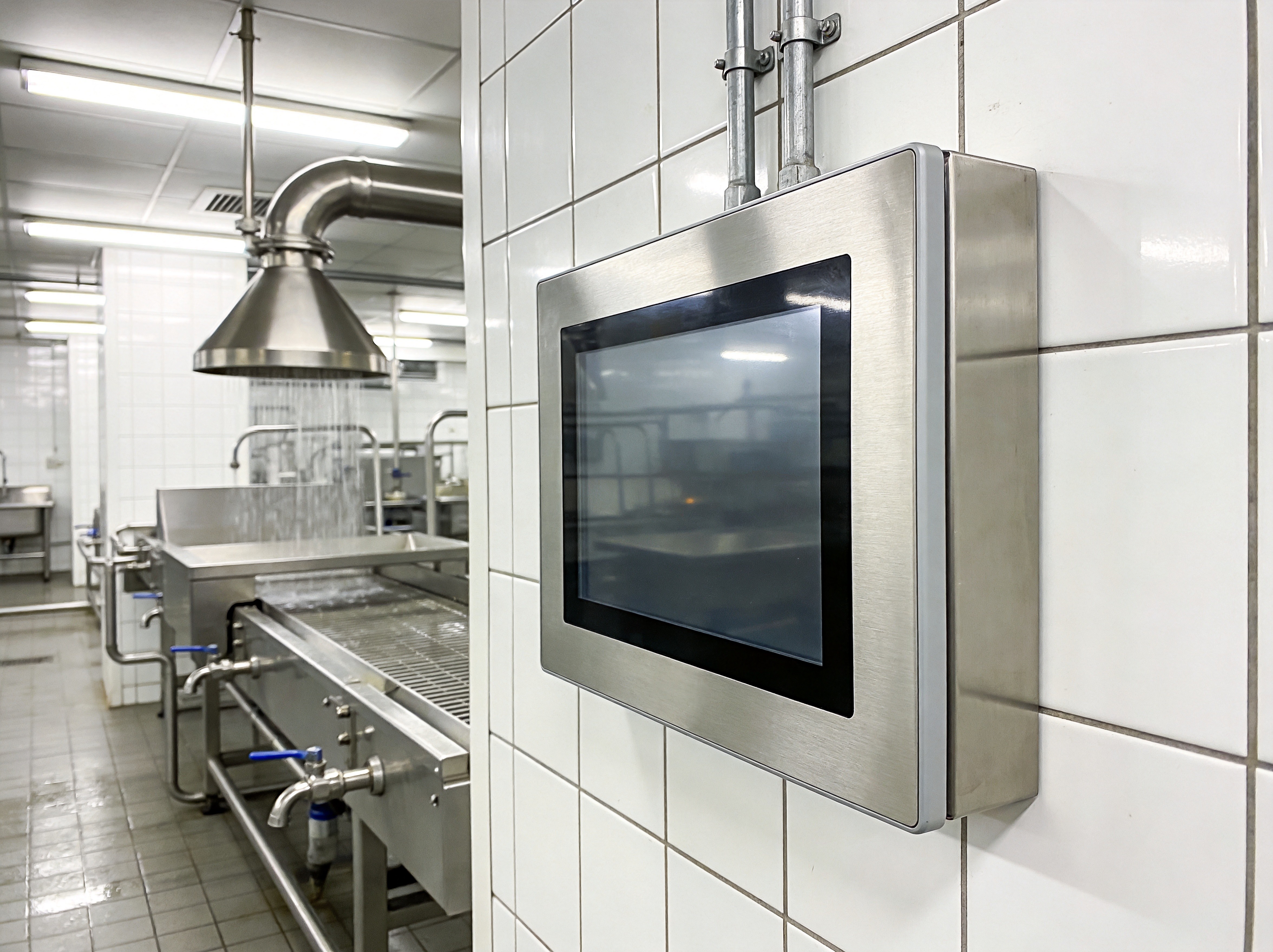 Food and Beverage Processing Lines: Stainless Steel Panel PCs for High-Pressure Washdown and Sanitary Environments