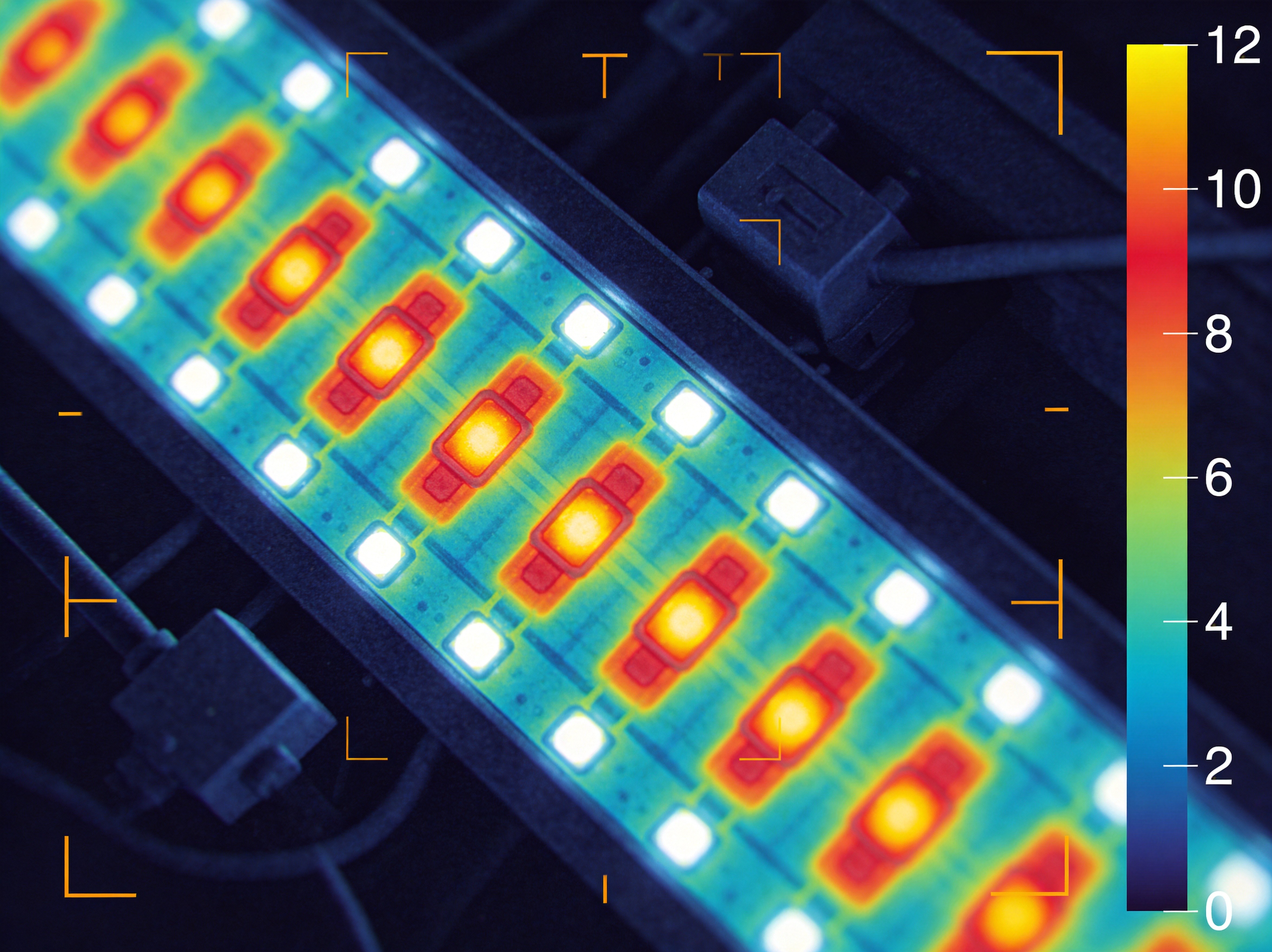 CIE 1931 chromaticity diagram showing color shift trajectory of aging LED backlight over operating hours