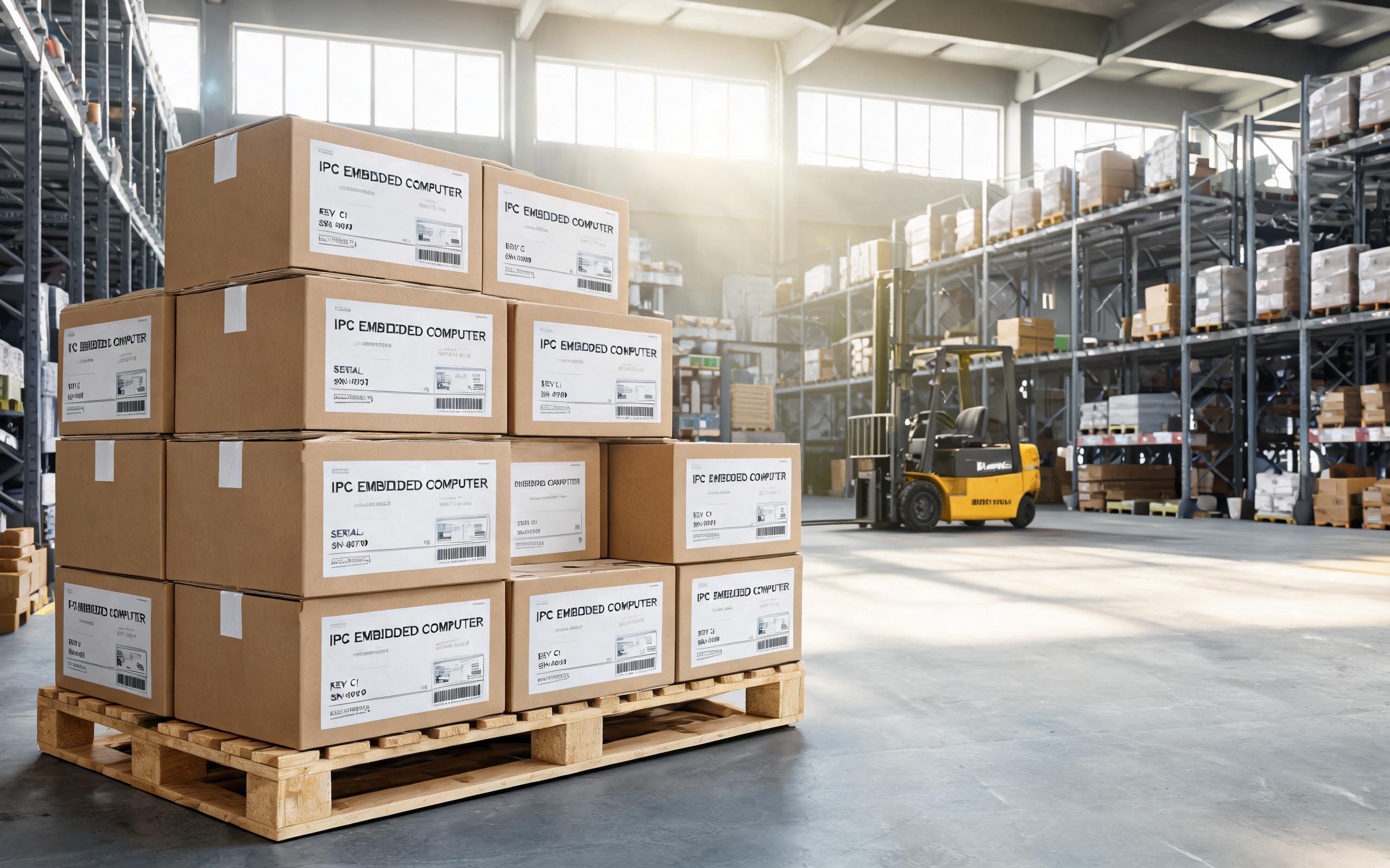 Serialized Platforms Staged Under a Long-Term Supply Agreement serialized industrial computers with revision labels staged for long term supply in a factory logistics area