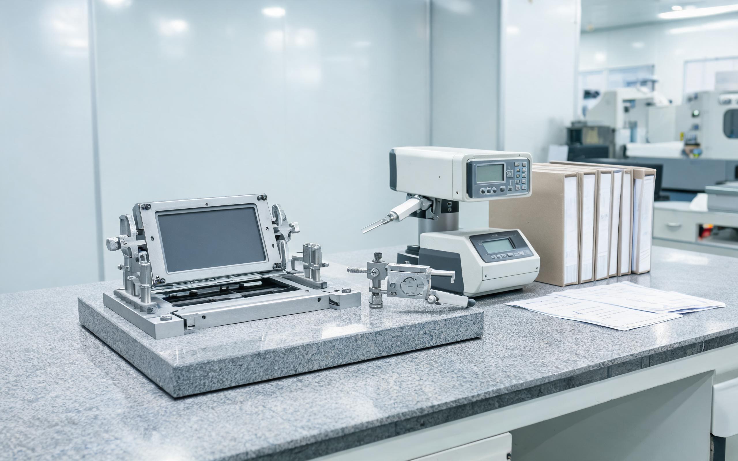Calibrated Inspection Station IATF 16949 inspection station with industrial touch display quality records