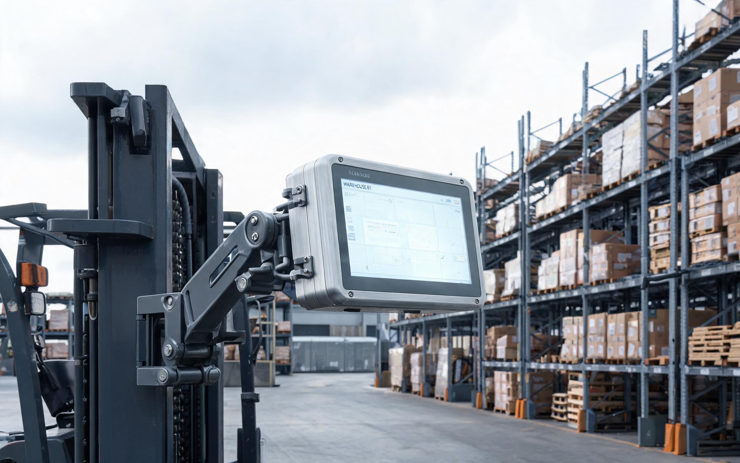 Forklift Mounted Rugged Terminal rugged all in one pc mounted on electric forklift in logistics yard