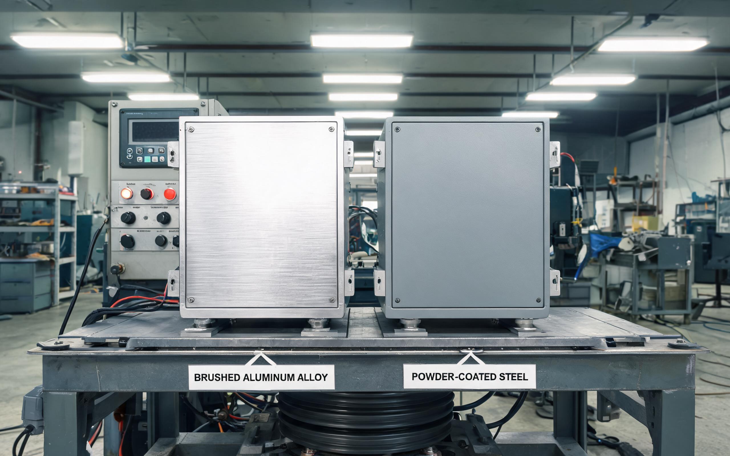 Enclosure Material Rigidity Comparison Aluminum and steel panel mount industrial PC enclosures compared for structural rigidity
