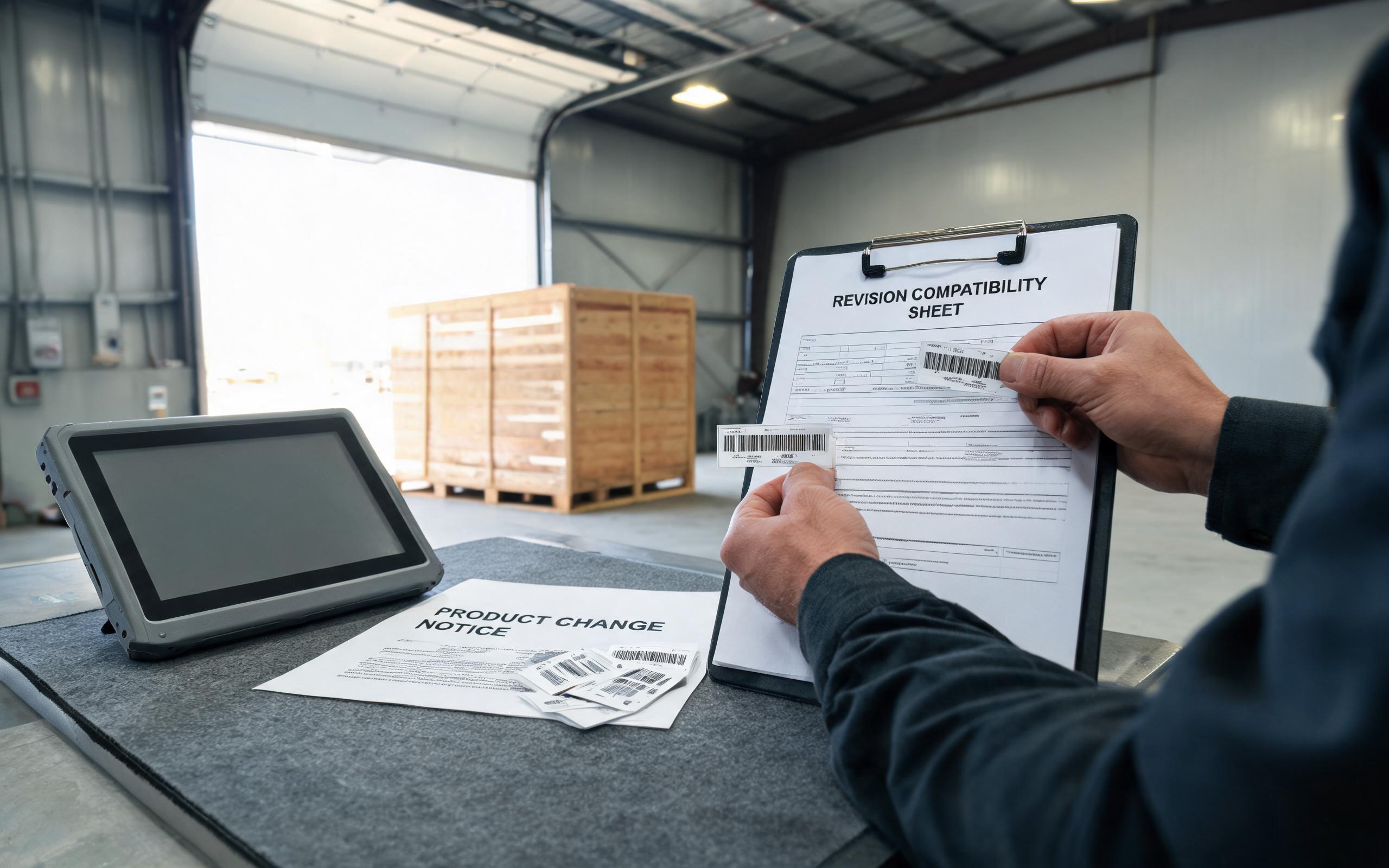 product change notice and firmware revision matrix review at an industrial panel PC receiving dock