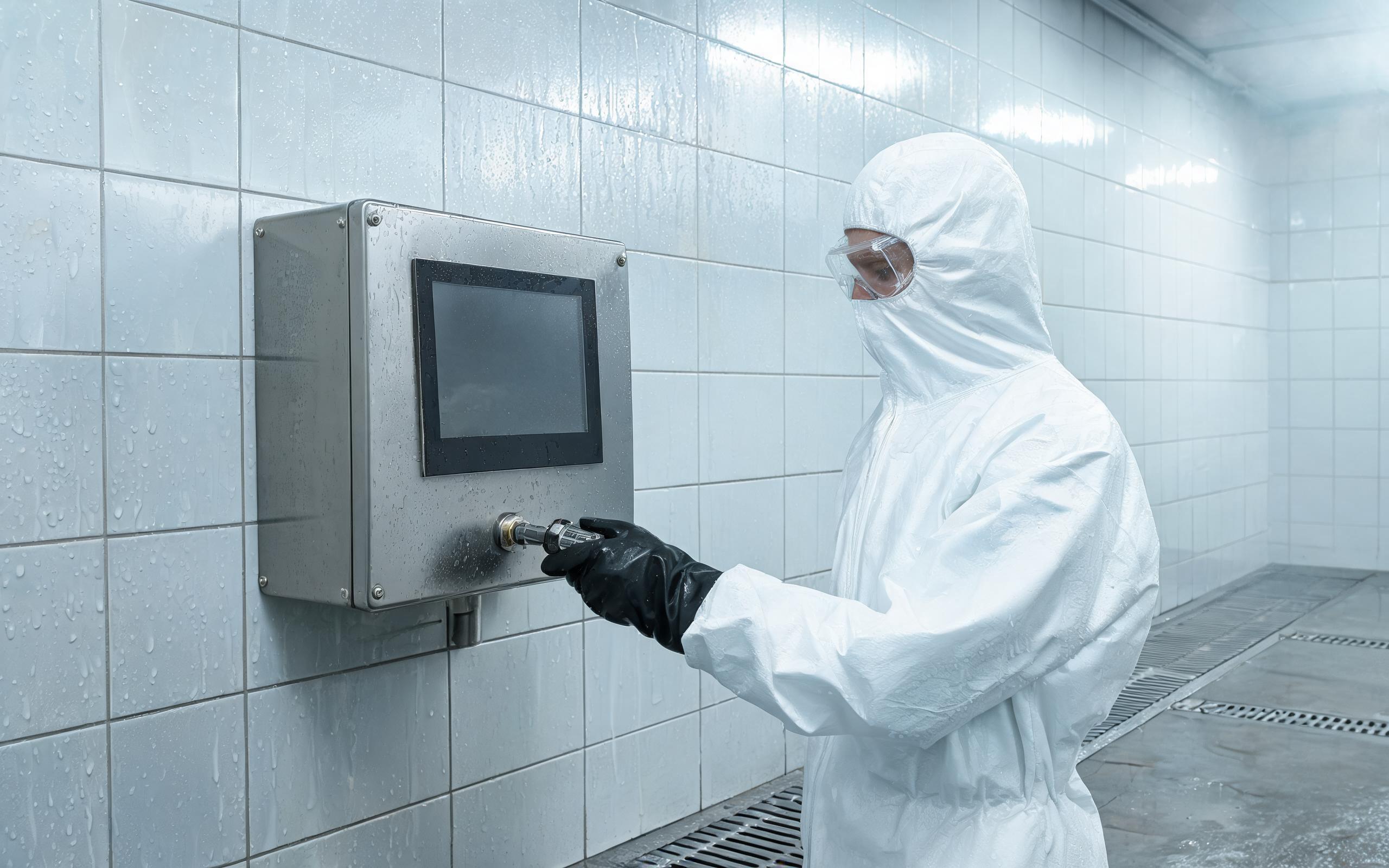 staged firmware patch delivery for a fanless panel pc in a sealed washdown enclosure