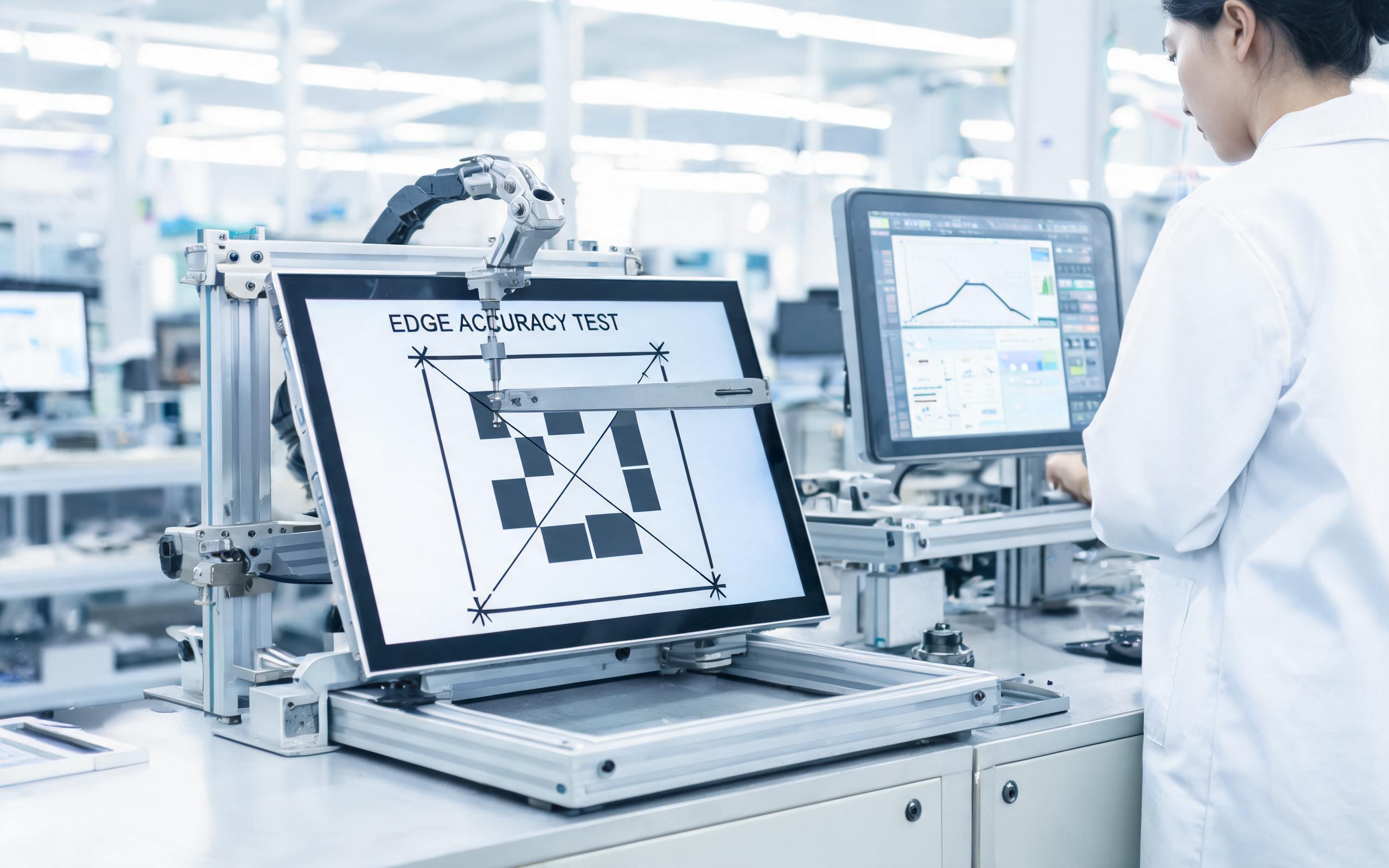 acceptance test grid on an industrial grade touch screen at a factory quality assurance station