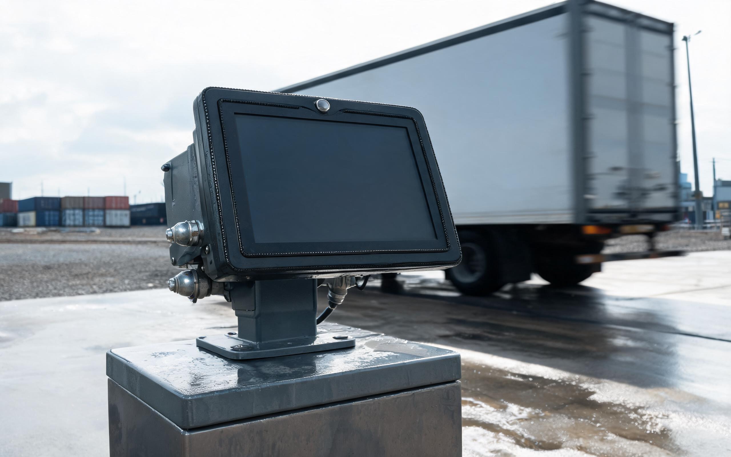 Auto dimming sealed monitor on freight kiosk sunlight readable rugged pc monitor with auto dimming at an outdoor freight kiosk