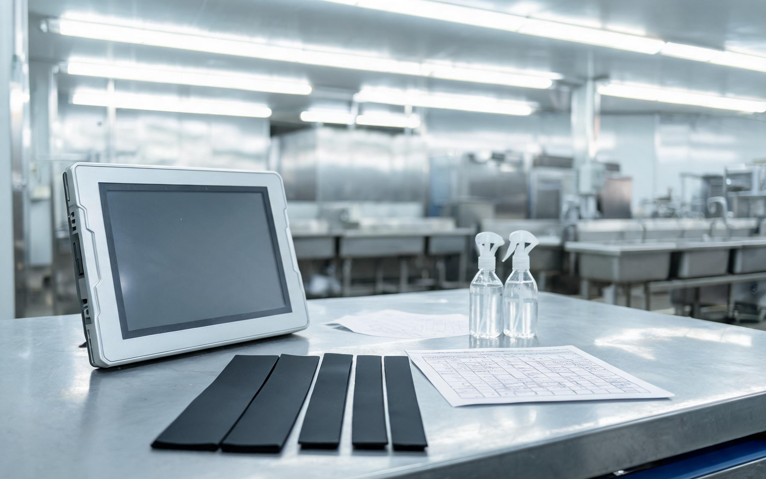 Elastomer selection bench industrial panel pc ip65 elastomer gasket samples and sanitizer compatibility chart at maintenance bench