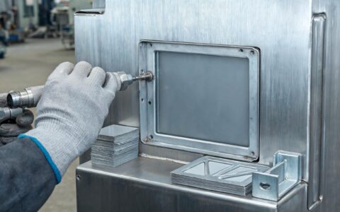 Open frame touch monitor flange stressed against an uneven sheet metal enclosure cutout
