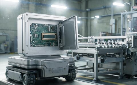 Industrial panel computers with removable M.2 SSD storage installed on a vibration-heavy AGV production line