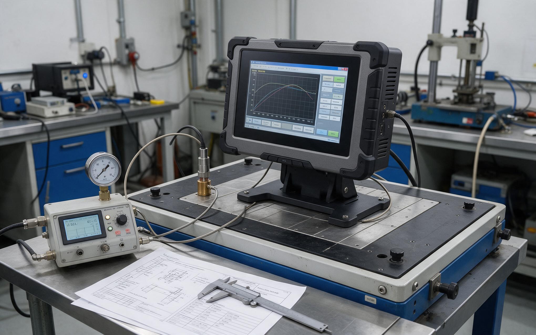 Verification Before Deployment Rugged touch screen pc under altitude verification with logging instruments on an environmental test bench
