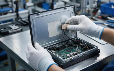 Internal wireless antenna placement inside a sealed fanless industrial all in one pc chassis