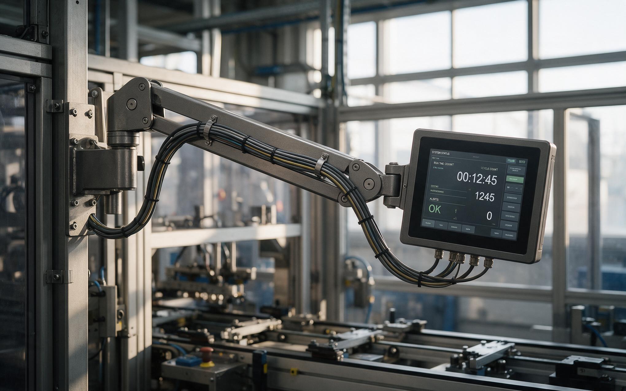 Moment rating at arm extension Cantilever load acting on an embedded panel pc held out on an articulated arm