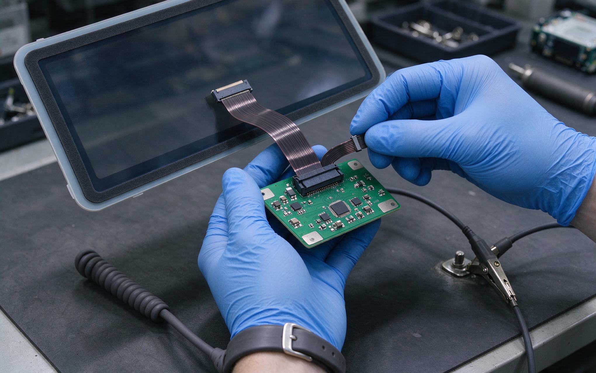 Touch Controller Board Touch controller board inspection after a surge event in an industrial pc touch screen monitor