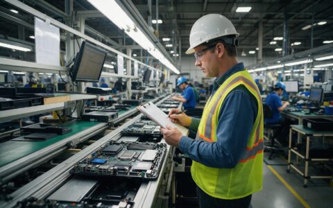 ISO 9001 Audits and Industrial PC Factory Wholesale Quality Industrial pc factory wholesale quality auditor reviewing production records on a factory floor