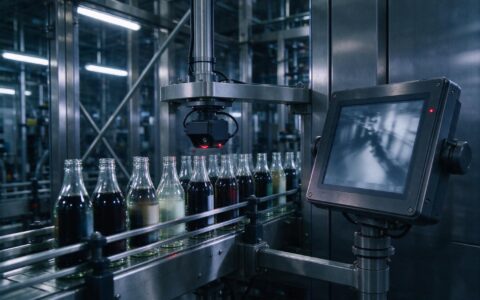 industrial PC monitor brightness uniformity review on a bottling inspection line